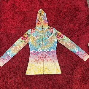 RARE(hard to find)VINTAGE Christian Audigier Multicolor Patterned Hoodie Sweater